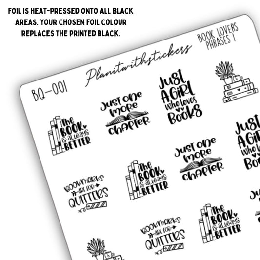 Book Lovers Quote and Phrases Sticker Sheet - VERSION 1