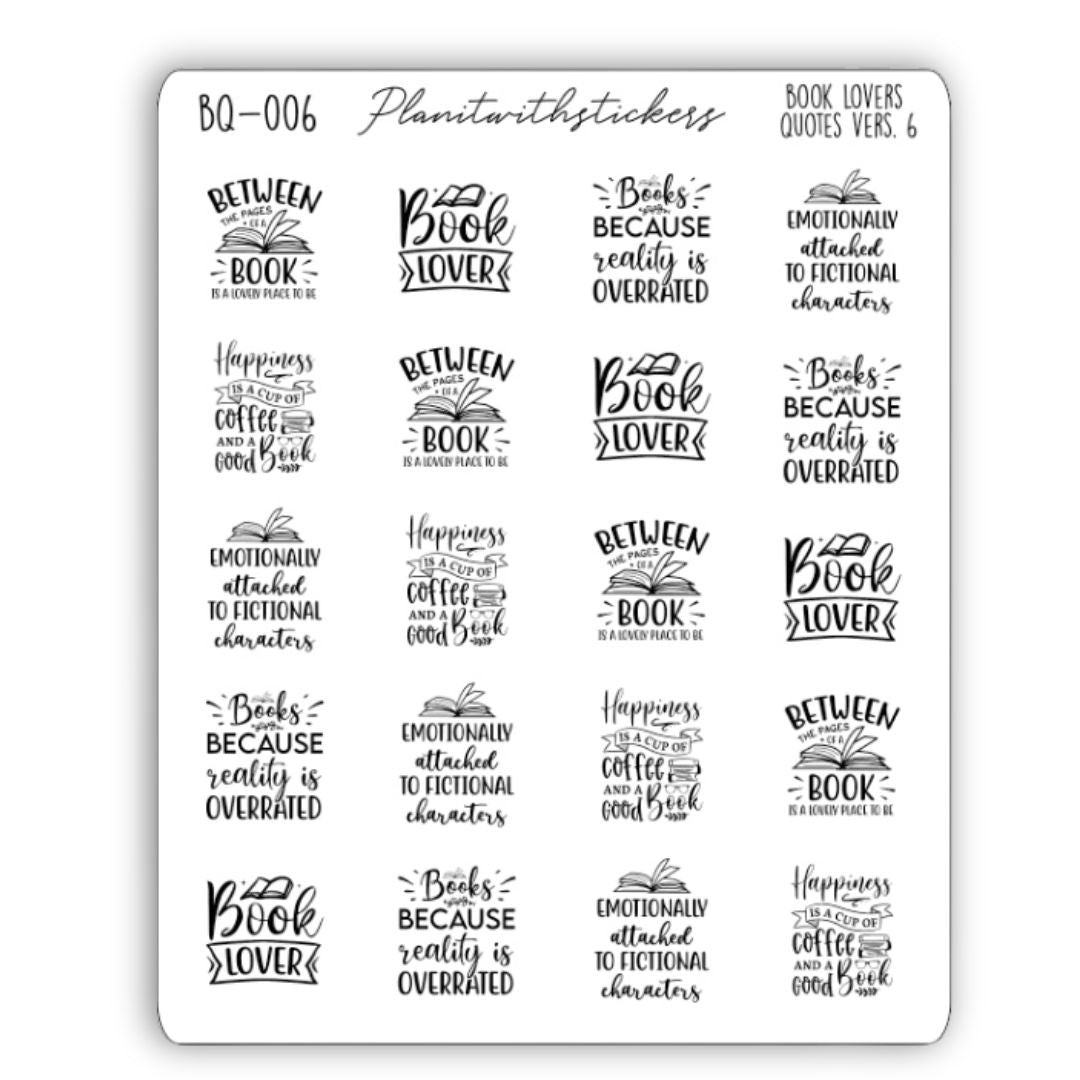 Book Lovers Quote and Phrases Sticker Sheet - VERSION 6