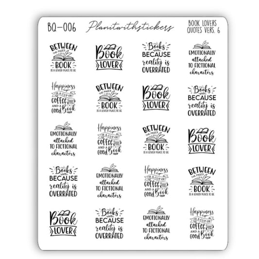 Book Lovers Quote and Phrases Sticker Sheet - VERSION 6