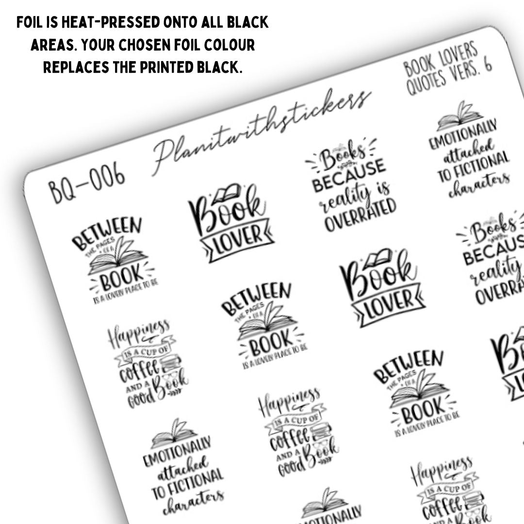 Book Lovers Quote and Phrases Sticker Sheet - VERSION 6