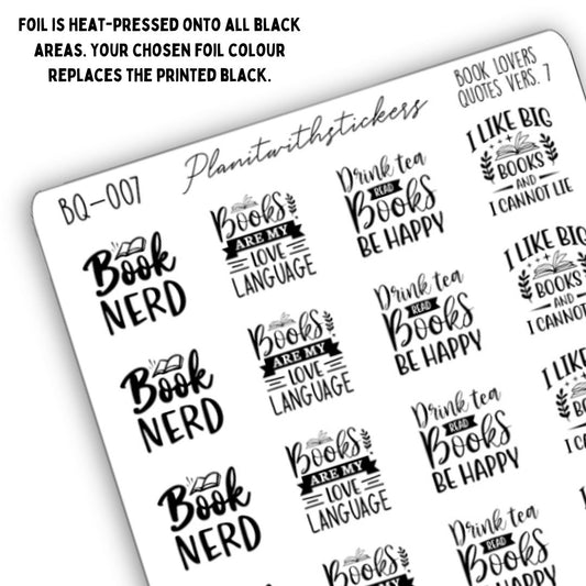 Book Lovers Quote and Phrases Sticker Sheet - VERSION 7