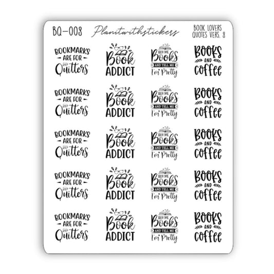 Book Lovers Quote and Phrases Sticker Sheet - VERSION 8