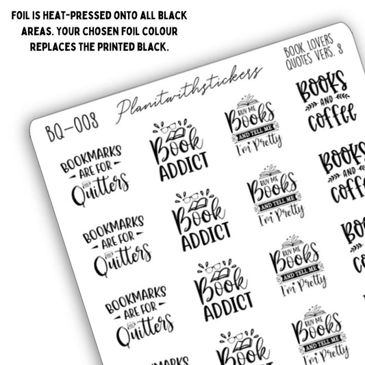 Book Lovers Quote and Phrases Sticker Sheet - VERSION 8