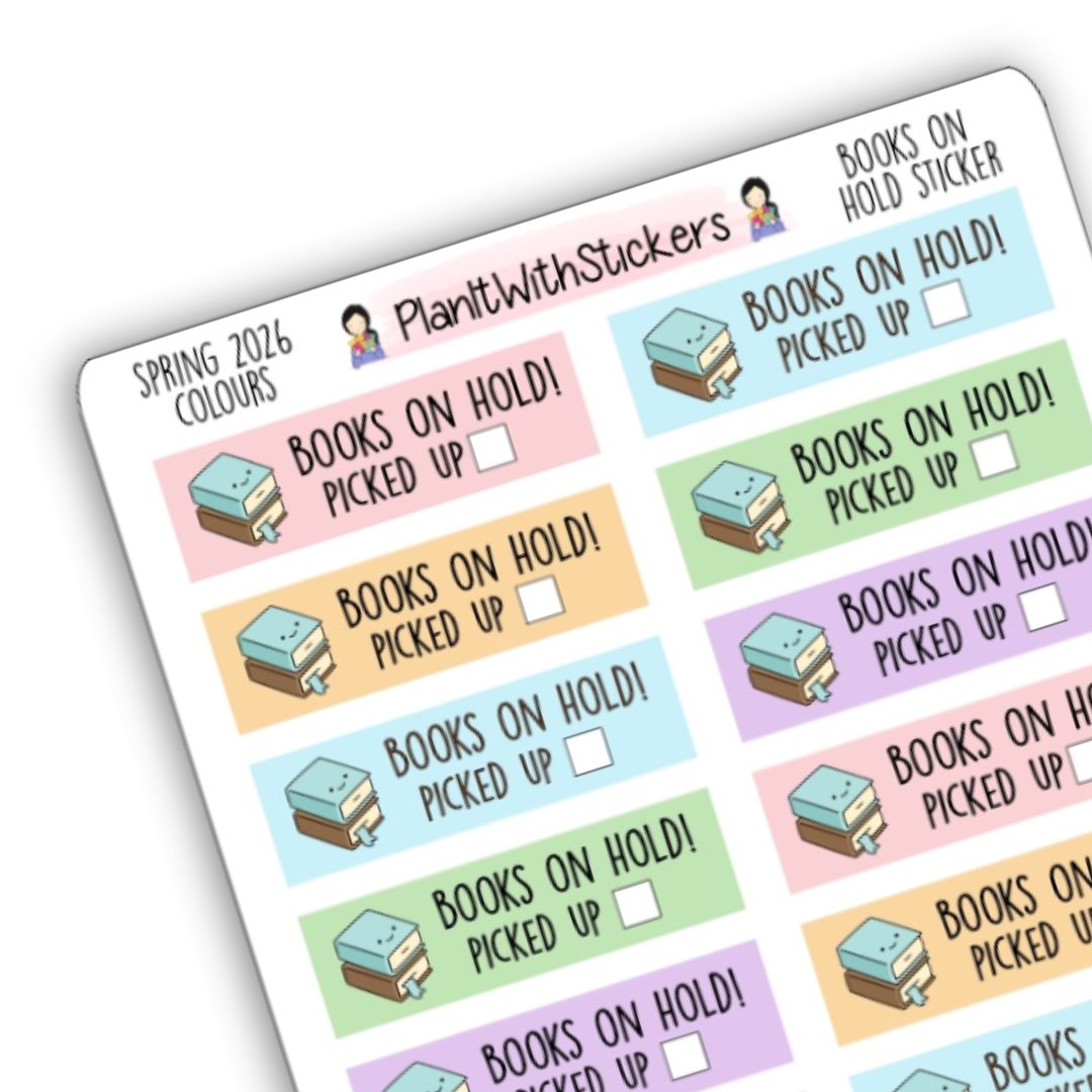 Library Books On Hold Reminder Sticker - Spring 2026 Colours