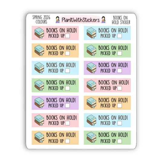 Library Books On Hold Reminder Sticker - Spring 2026 Colours