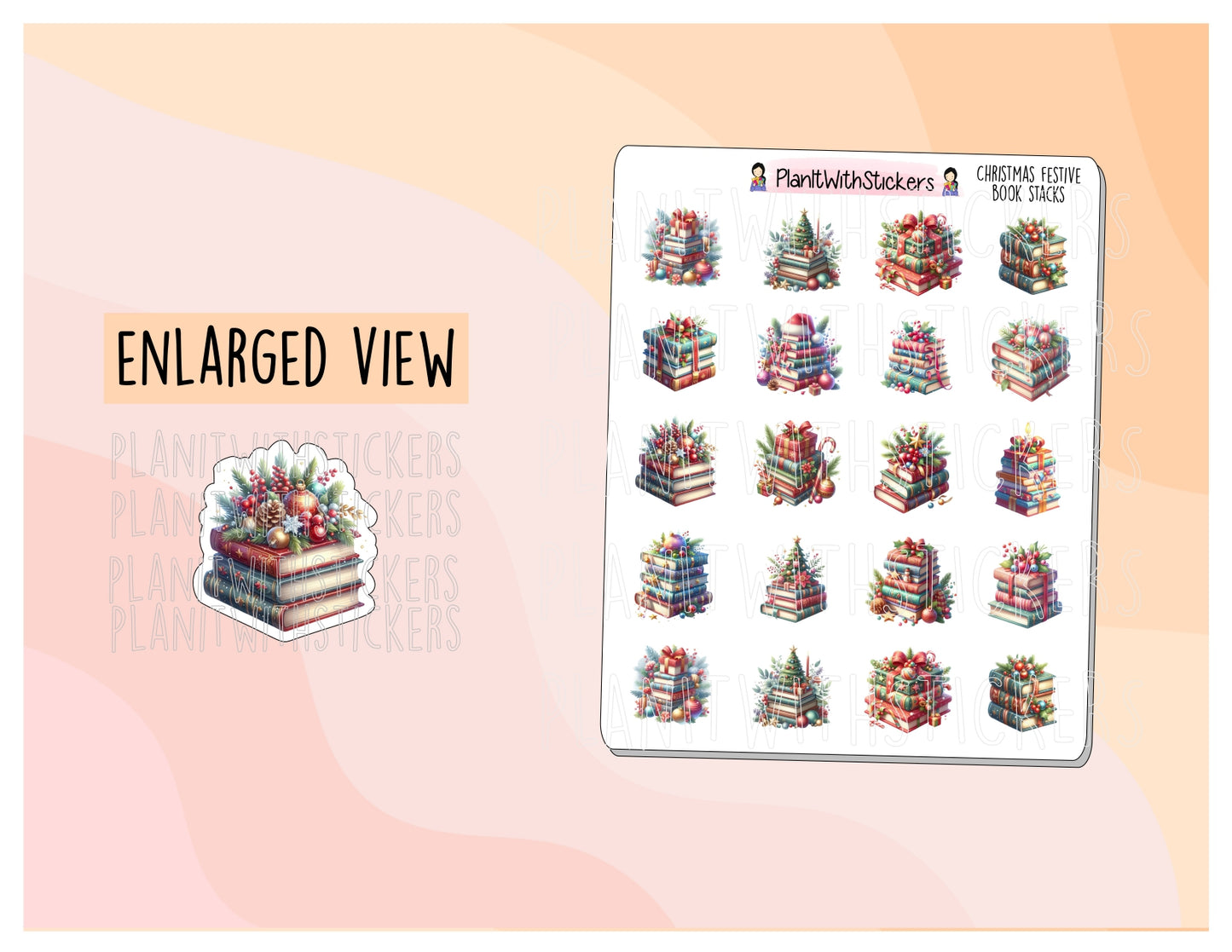 Christmas Festive Book Stack Deco Stickers