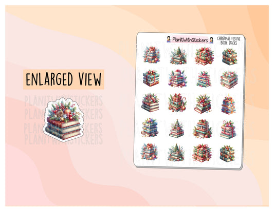 Christmas Festive Book Stack Deco Stickers