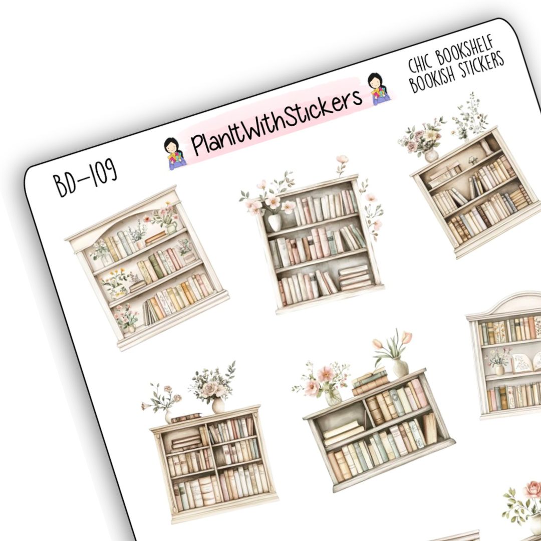 Chic Bookshelves Bookish Deco Stickers