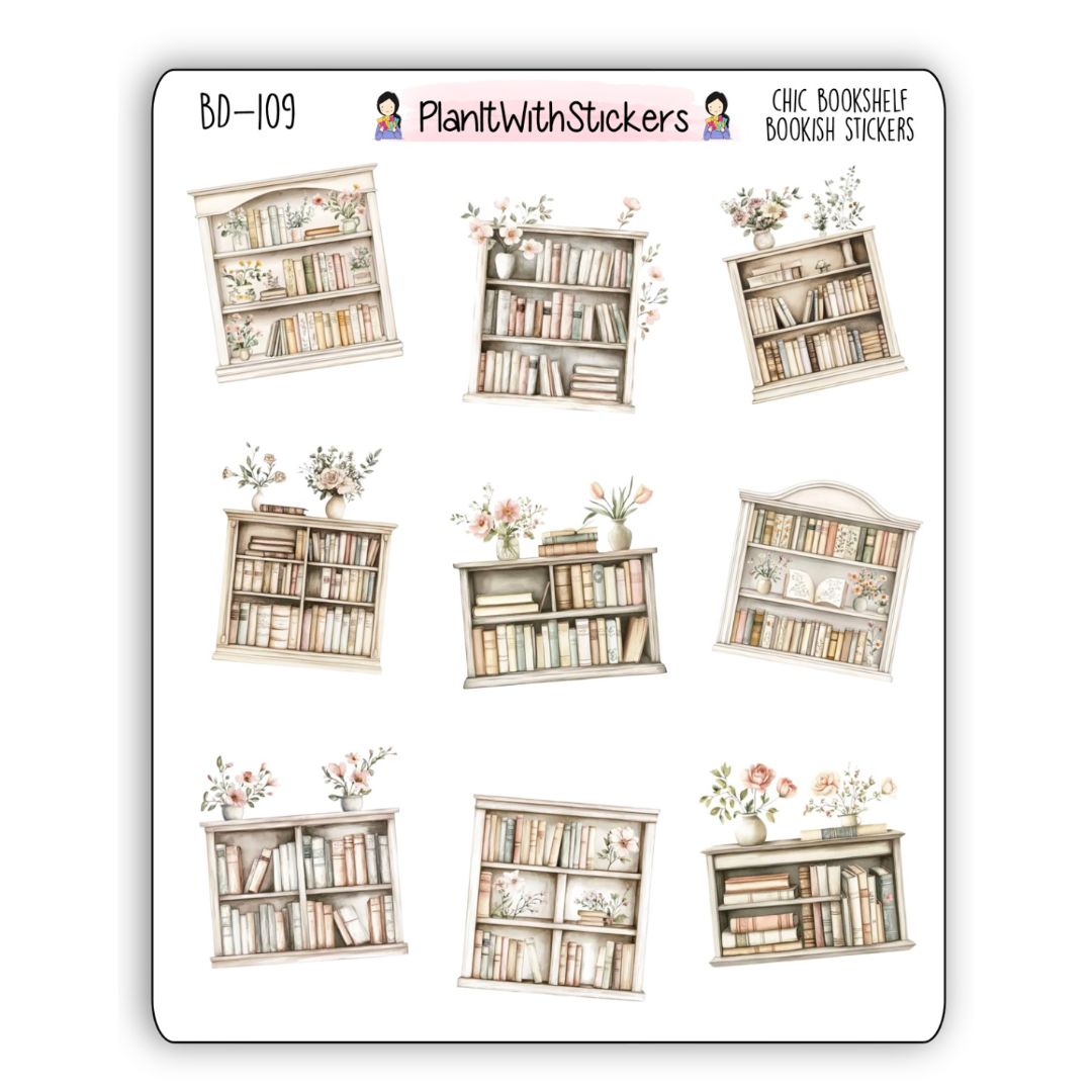 Chic Bookshelves Bookish Deco Stickers
