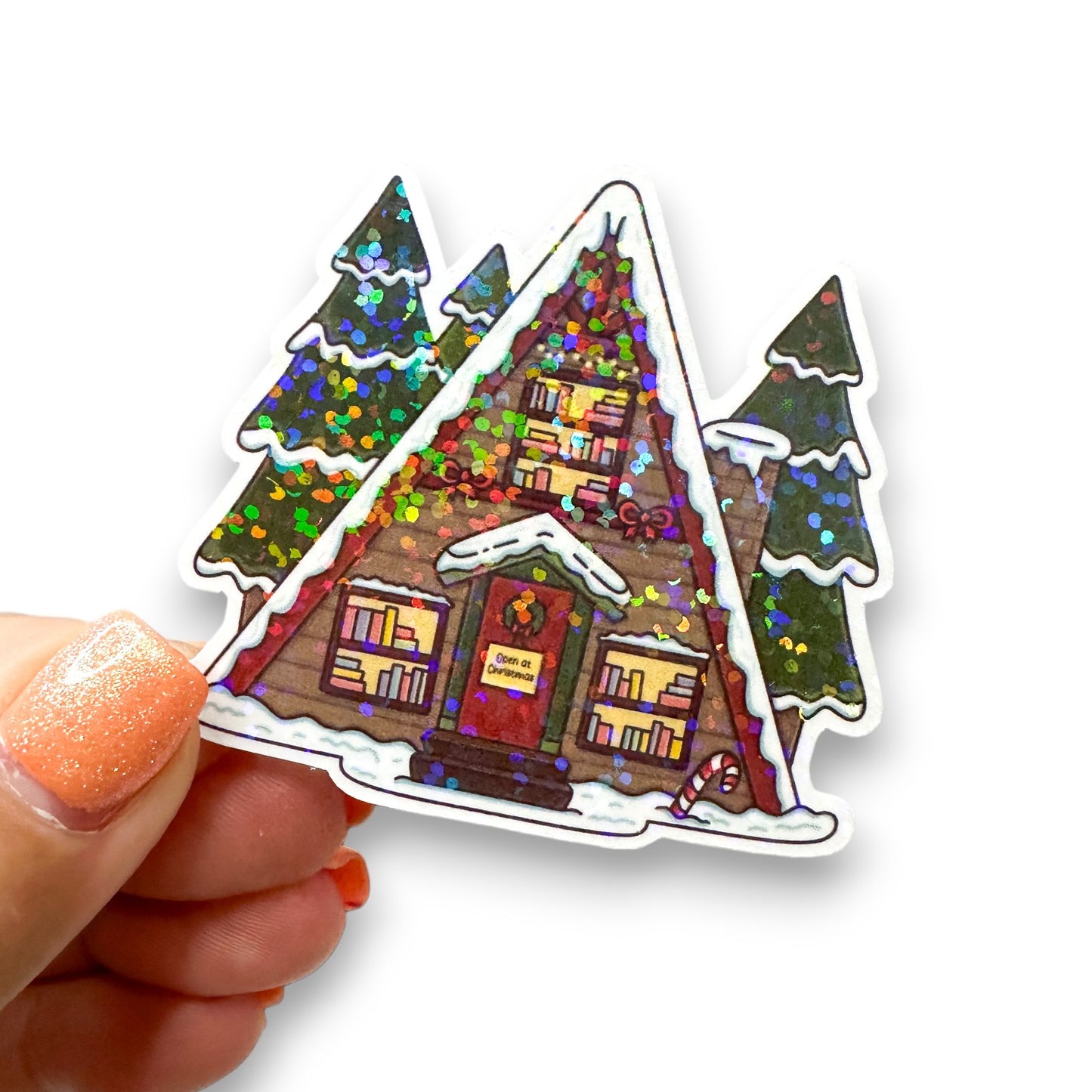 Christmas House Bookstore Die Cut Sticker
