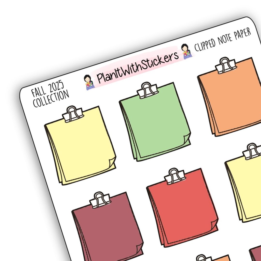 Note Paper Sticker Image Clipped Note Paper Stickers – Fall 2025 Collection – PlanItWithStickers