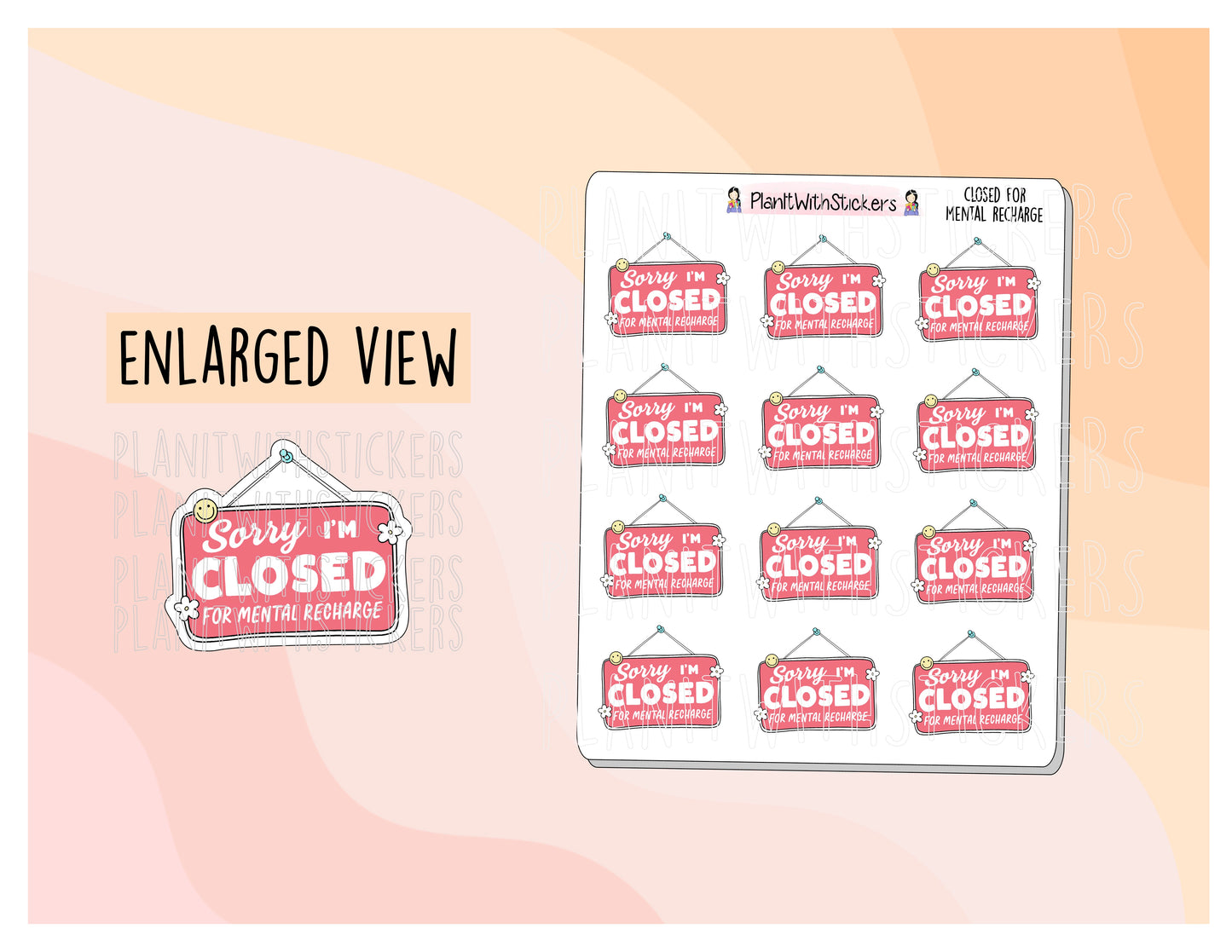 Closed For Mental Recharge Mental Health Positive Affirmation Stickers