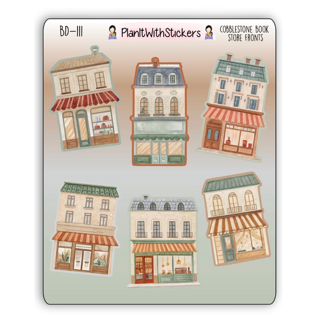 Cobblestone Book Store Front Deco Stickers