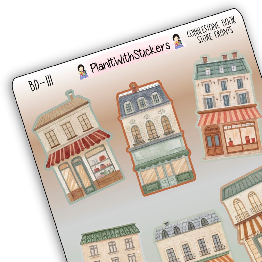Cobblestone Book Store Front Deco Stickers