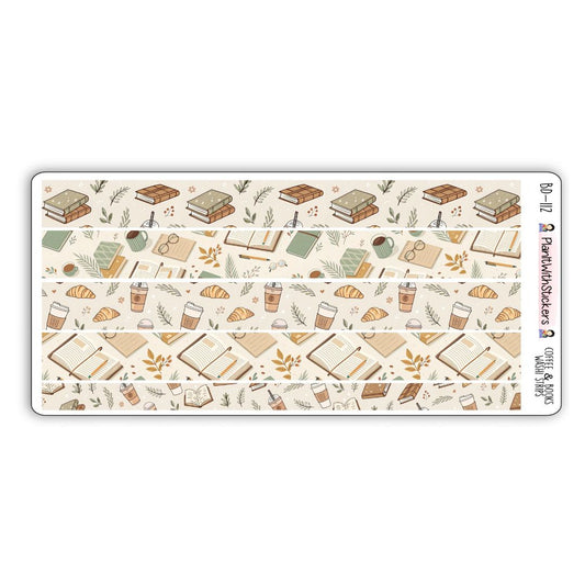 Coffee and Books Long Washi Strips