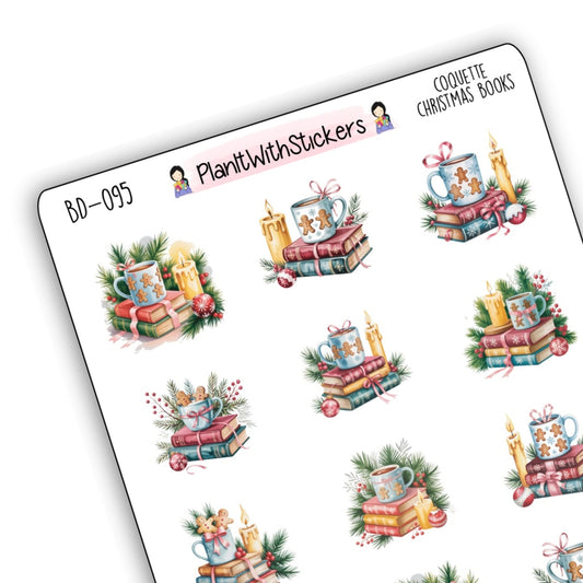 Coquette Christmas Bookish Stickers