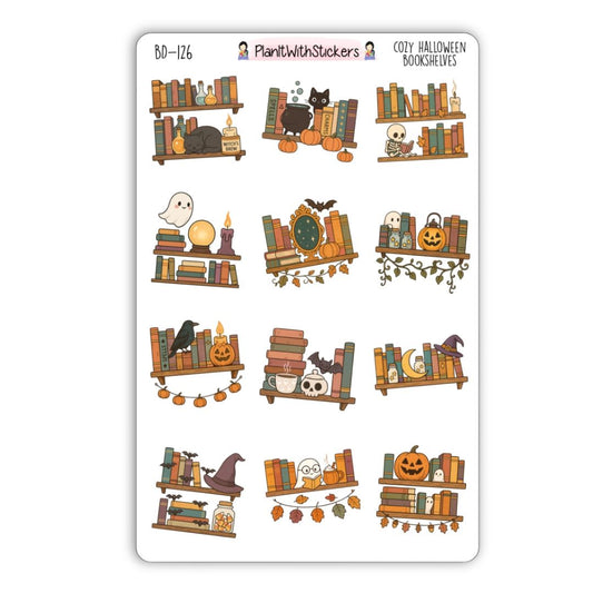 Cozy Halloween Bookshelves Deco Stickers