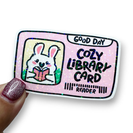 Cozy Library Card Reader Bunny Holographic Diecut