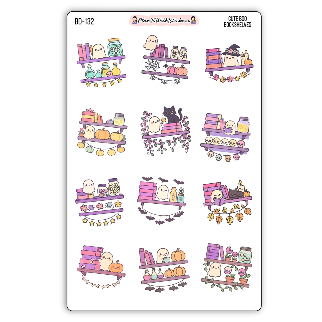 Cute Boo Bookshelves Deco Stickers