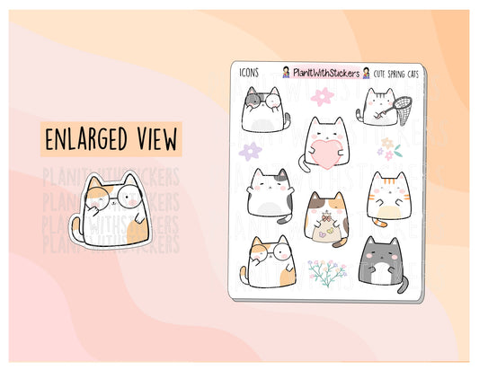 Cute Spring Cat Deco Stickers