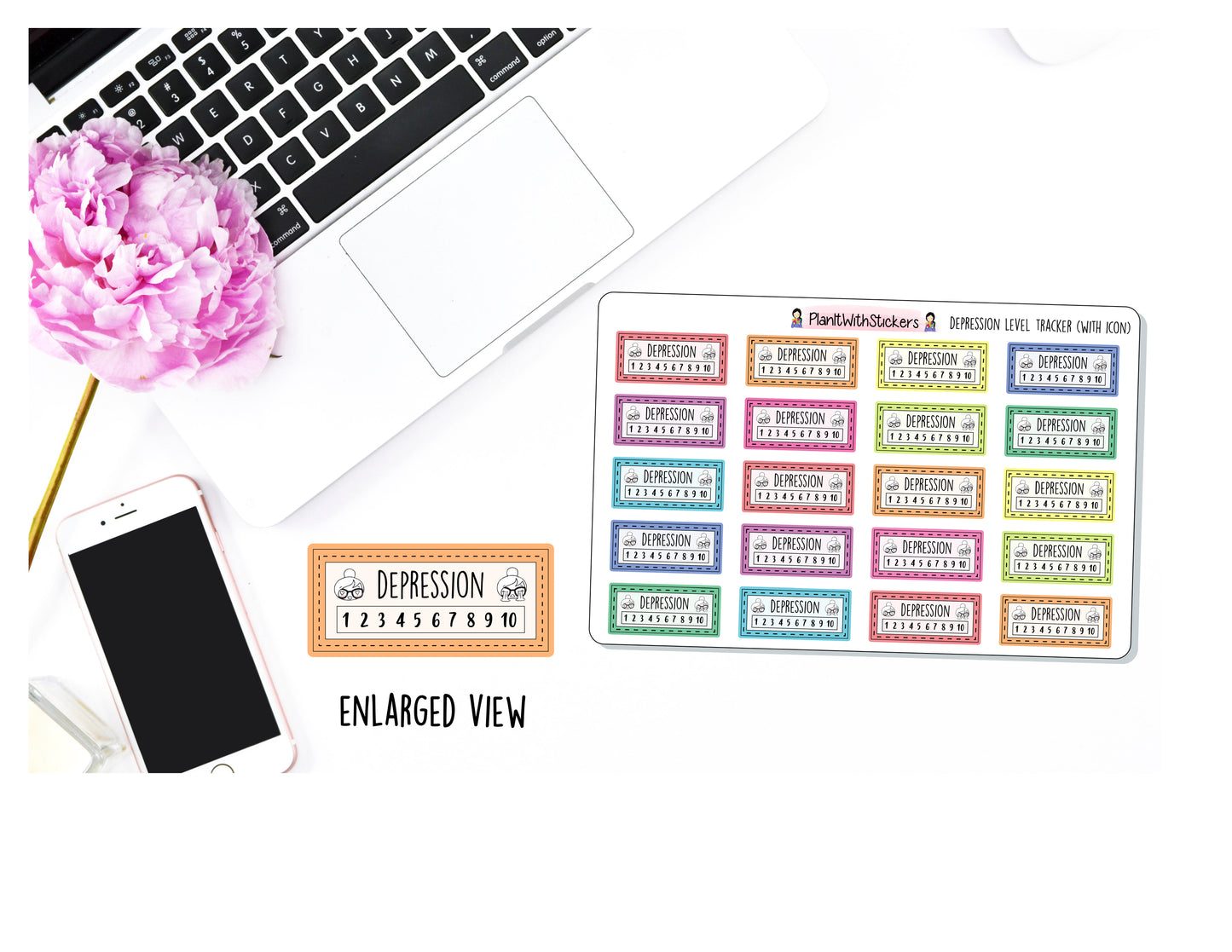 Depression Tracker Daily Depression Level Tracking Sticker for Self Care, Depression, and Mental Health Awareness
