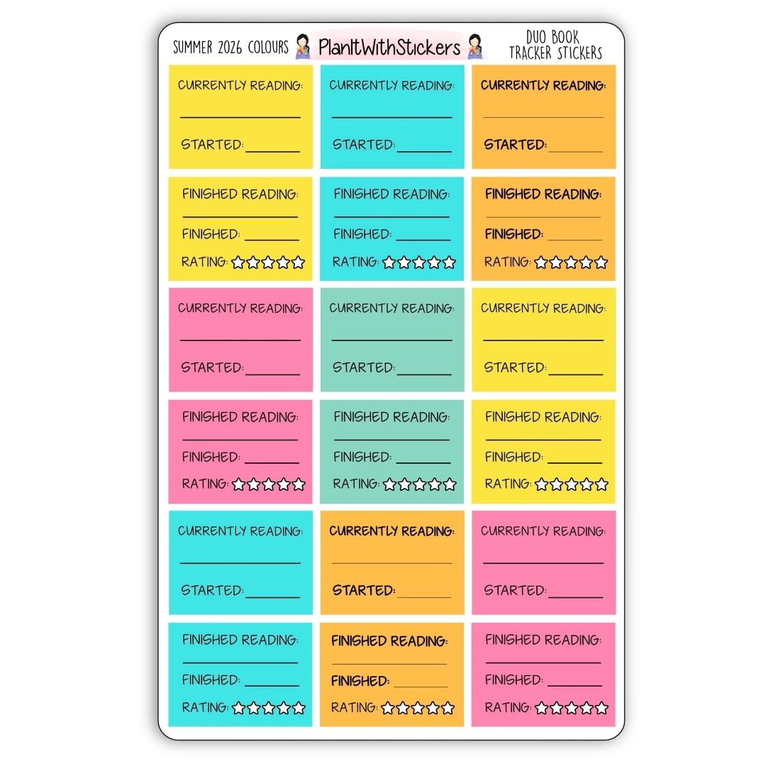 Duo Book Reading Tracker Stickers – Summer 2025 Collection