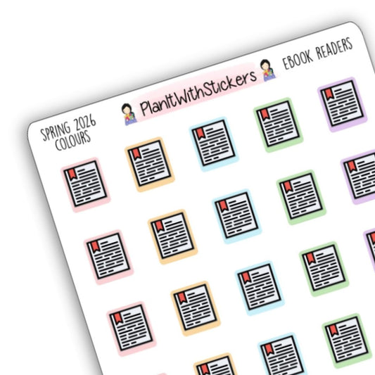 E-Reader Icon Stickers - Spring 2026 Colours