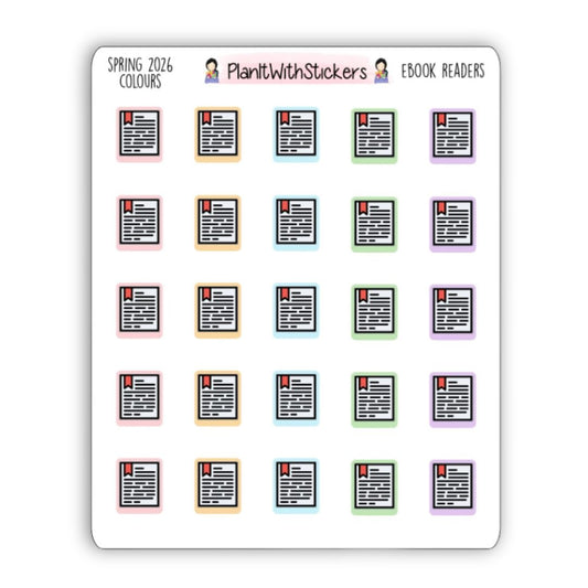 E-Reader Icon Stickers - Spring 2026 Colours