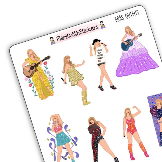 Eras Performance Outfits Sticker Sheet