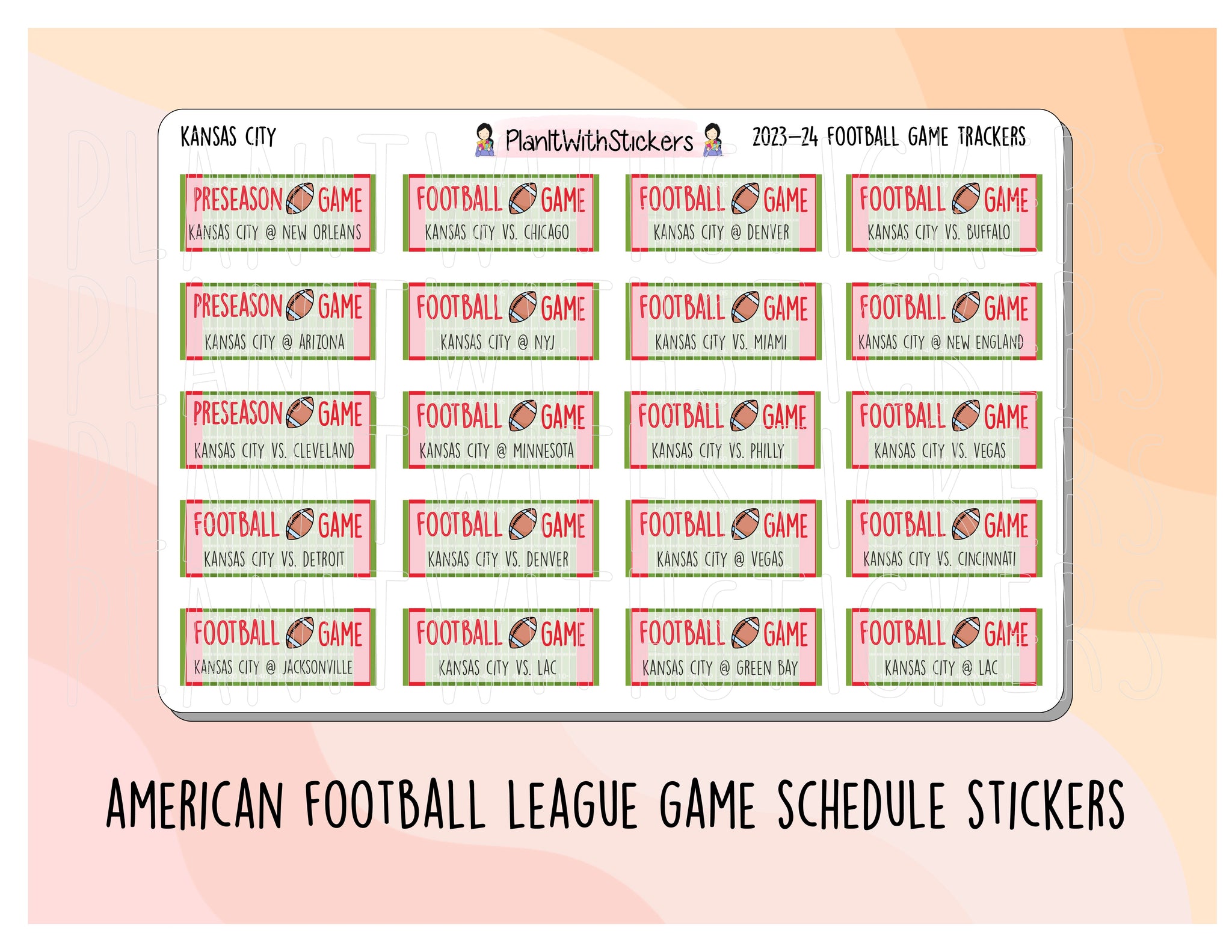 American Football Teams - 2023/24 - Football Game Tracker Stickers [NO DISCOUNT CODES PLEASE]