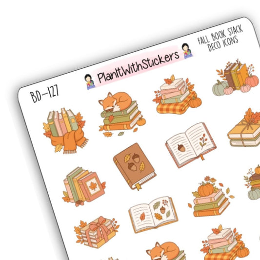 Fall Book Stack Deco Icons