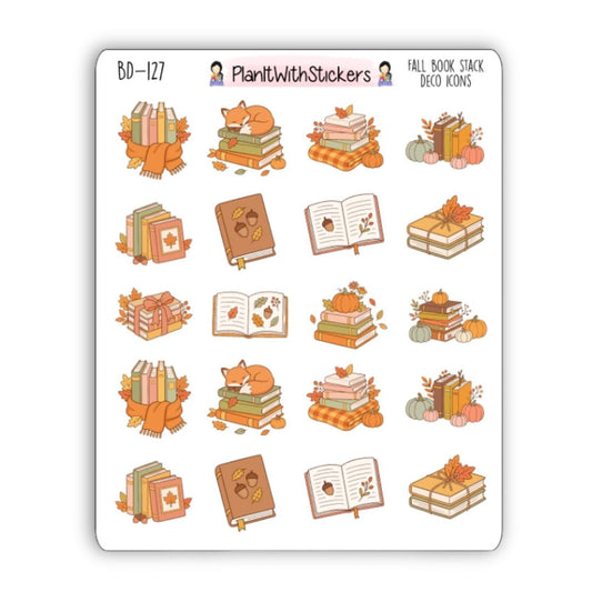 Fall Book Stack Deco Icons
