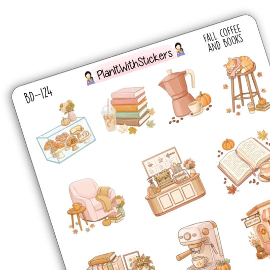 Fall Coffee and Books Café Sticker Sheet