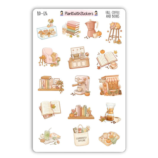 Fall Coffee and Books Café Sticker Sheet