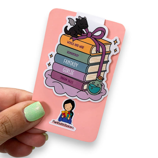 Fantasy Dragon Book Stack Magnetic Bookmark