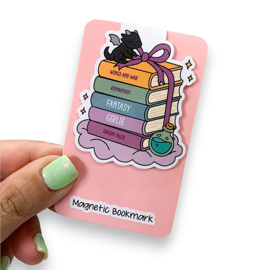 Fantasy Dragon Book Stack Magnetic Bookmark