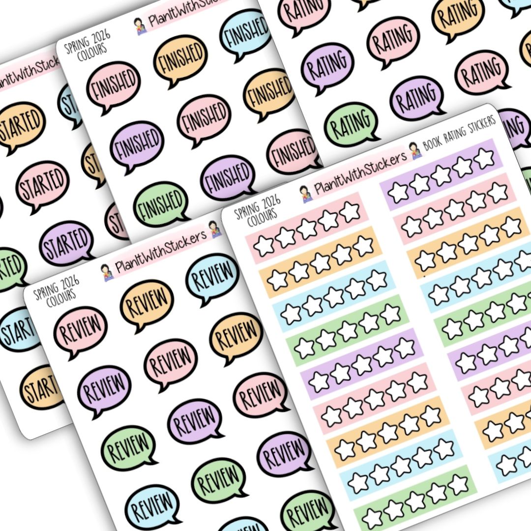 Book Journal Starter Sticker Pack - Spring 2026 Colours (Bundle)