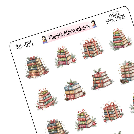 Festive Book Stack Journaling Stickers