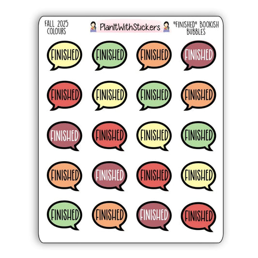 "Finished" Bookish Bubbles Reading Sticker- Fall Bookish Collection