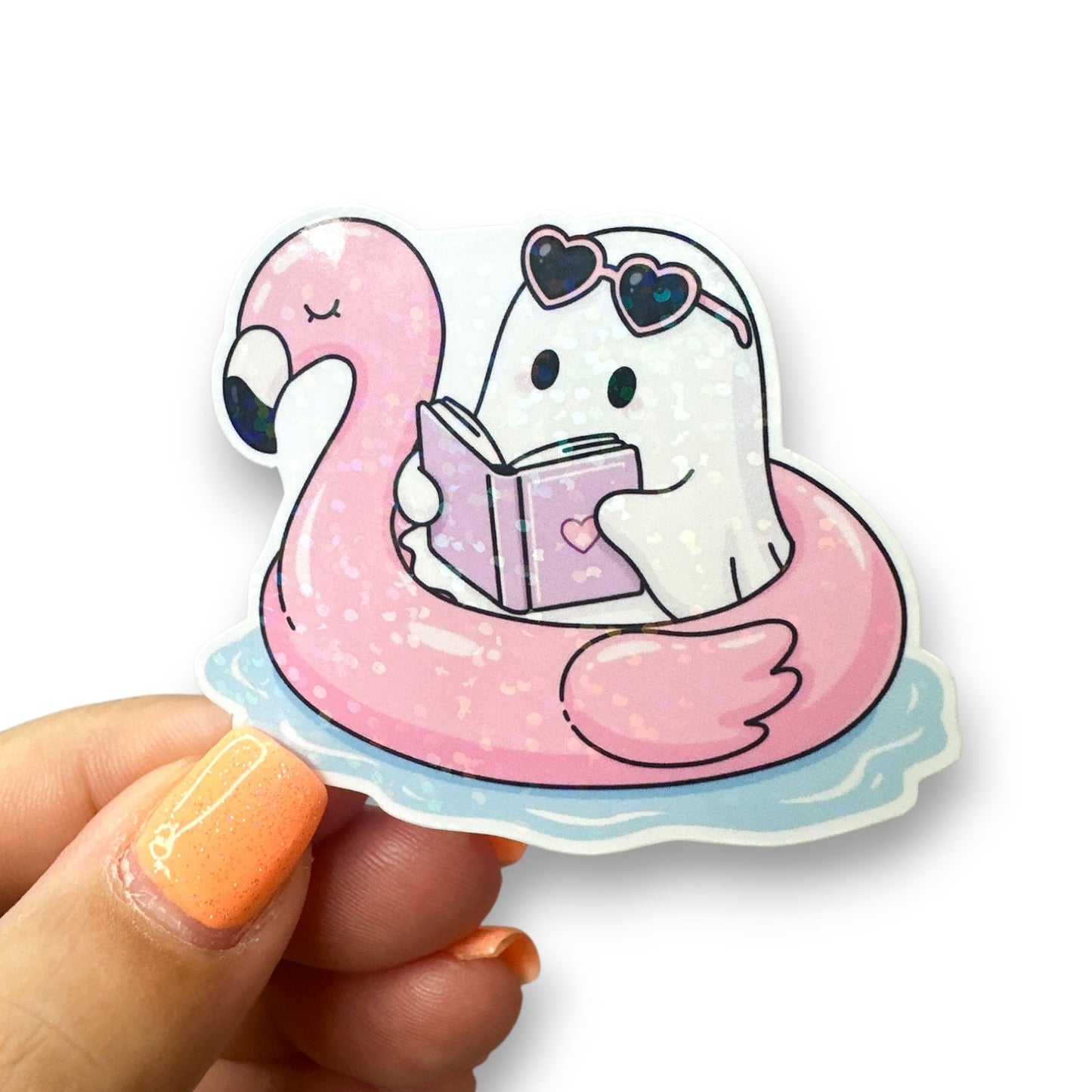 Flamingo Ghostie Floatie Vinyl Holographic Diecut Sticker