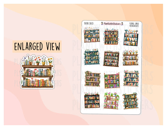 Floral Large Bookshelves Deco Sticker Sheet