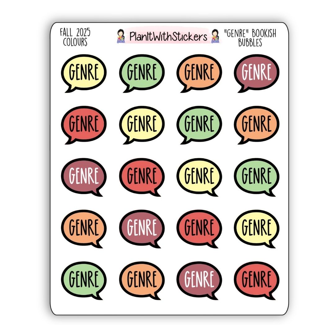 "Genre" Bookish Bubbles Reading Sticker- Fall Bookish Collection