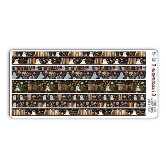 Ghosts and Books Bookshelf Long Washi Strip Stickers