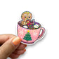 Gingerbread Man Christmas Hot Coco Diecut Sticker