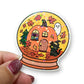 Pumpkin House Snow Globe Holographic Diecut Sticker