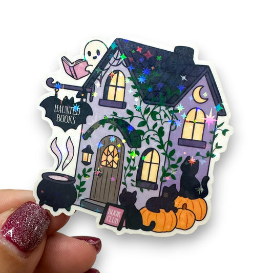 Haunted Books Book Club Holographic Diecut Sticker