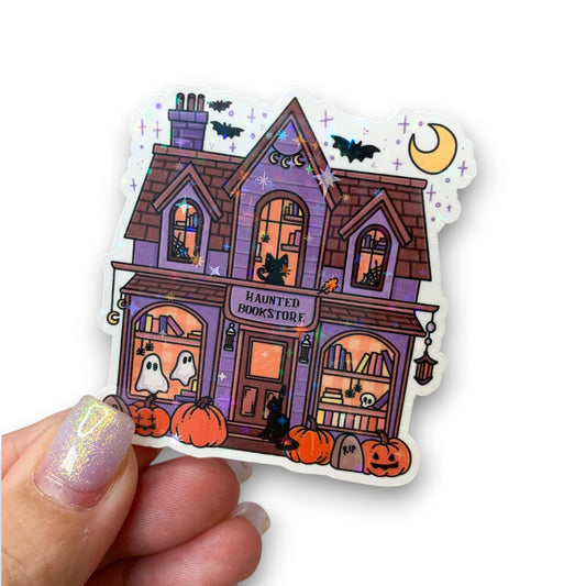 Spooky Haunted Bookstore Vinyl Die Cut Sticker