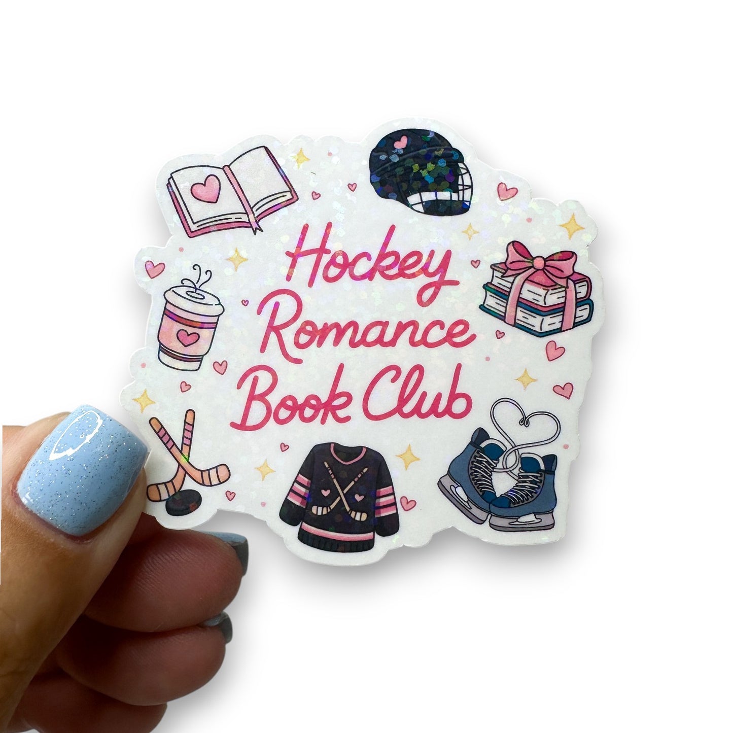 Hockey Romance Book Club Holographic Diecut Sticker