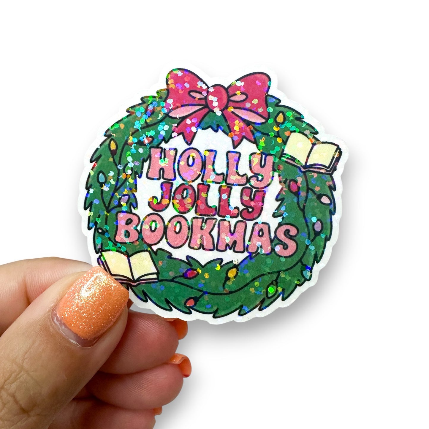 Holly Jolly Bookmas Wreath Diecut Sticker