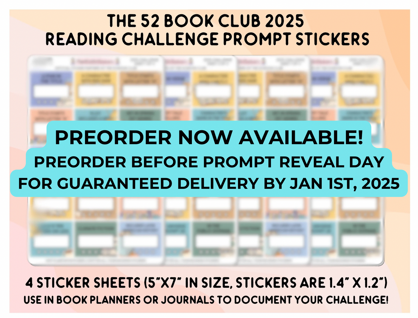 2025 - The 52 Book Club Reading Challenge Prompt Sticker Set for Planners and Journals